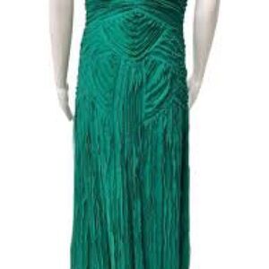 Nina Austin Women's Sleeveless Emerald Green Ruffled V-Neck Maxi Dress Size M